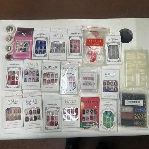 Other - Lot of Fake Press On or Glue Nails & Nail Art & Tips